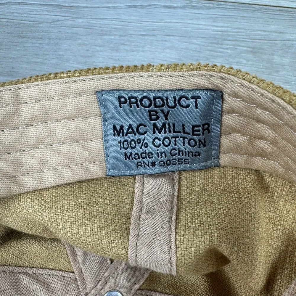 Mac Miller Faces Corduroy Cap Men Two-Tone Brown Cotton Adjustable Strapback Hat